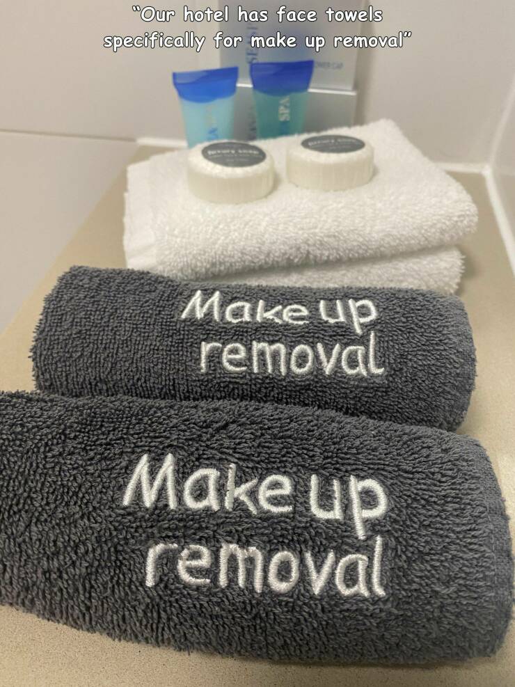 fun randoms - funny photos - wool - "Our hotel has face towels specifically for make up removal Make up removal Make up removal