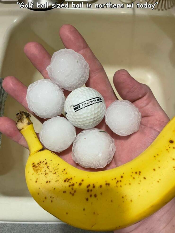 awesome random pics - egg - "Golf ball sized hail in northern wi today" He