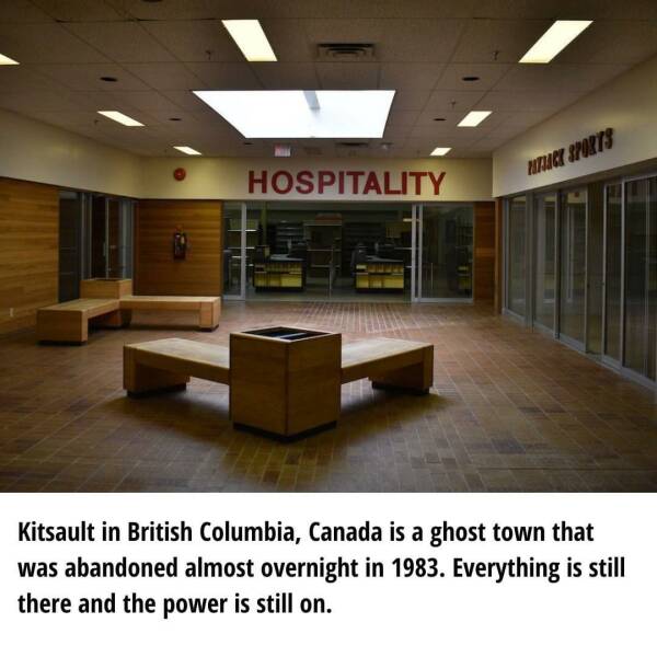 fun randoms - funny photos - floor - Hospitality Patjack Sports Kitsault in British Columbia, Canada is a ghost town that was abandoned almost overnight in 1983. Everything is still there and the power is still on.