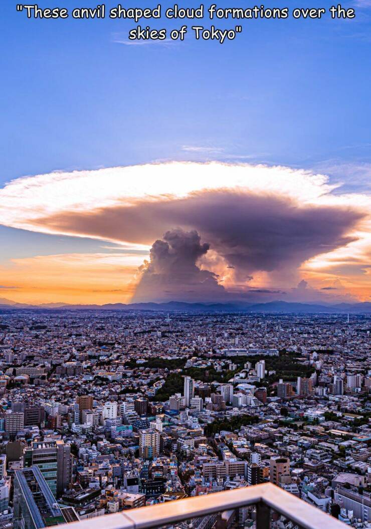 fun randoms - funny photos - sky - "These anvil shaped cloud formations over the skies of Tokyo"