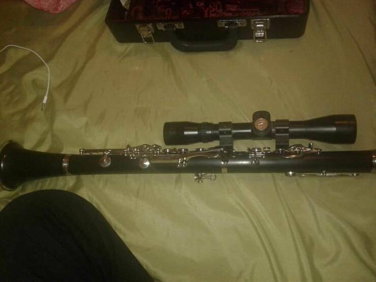 daily dose of random pics - clarinet with sniper scope