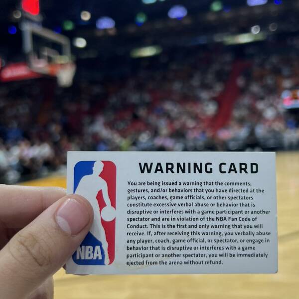 daily dose of randoms - nba all star game 1986 - Nba Warning Card You are being issued a warning that the , gestures, andor behaviors that you have directed at the players, coaches, game officials, or other spectators constitute excessive verbal abuse or 