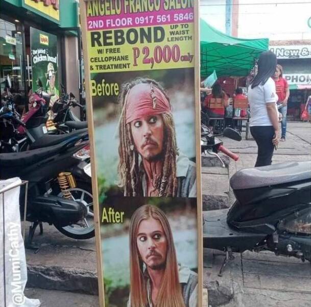cool random pics - jack sparrow rebonded - o Chicken Ina Angelo Franco Salvi 2ND Floor 0917 561 5846 Up To Waist Length Rebond P2,000nly W Free Cellophane & Treatment Before After New & Pho