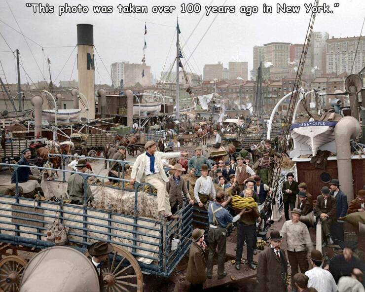 cool random pics - new york port 1900 - "This photo was taken over 100 years ago in New York." Malinka Disa Gefle