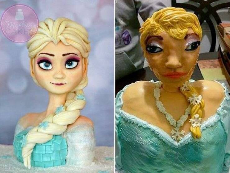 cool pics and photos daily dose - elsa cake expectation vs reality - Kabe
