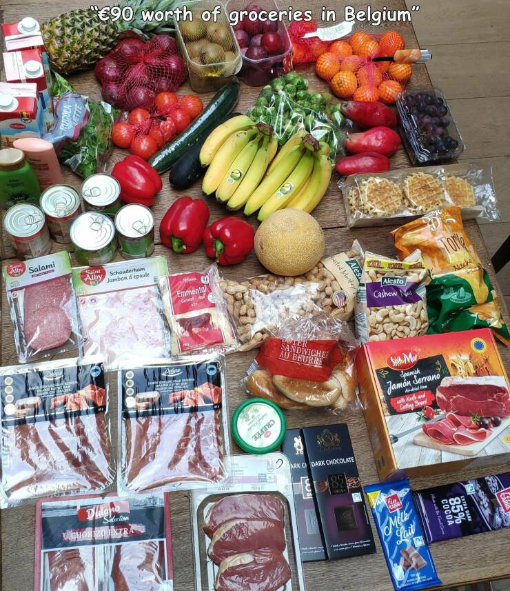 random pics for your daily dose - local food - Spint Alby 000 Salami noong Tette Delied Amn And Lear Kosta Araw Ahon Sm 90 worth of groceries in Belgium" Saint Alby Schouderham Jambon d'paule Dilara 0000 Selection Vichorizo Extra Ham 98 Emmental Gent 40 D