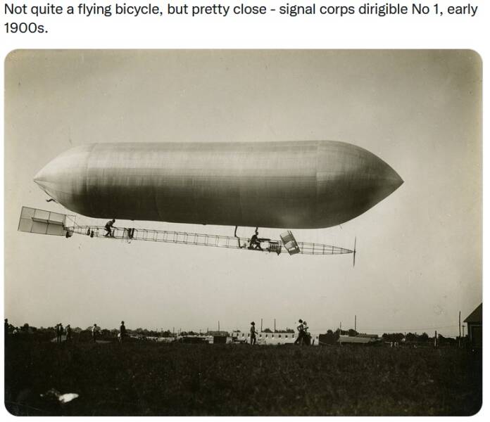 funny random pics and memes - zeppelin - Not quite a flying bicycle, but pretty close signal corps dirigible No 1, early 1900s.
