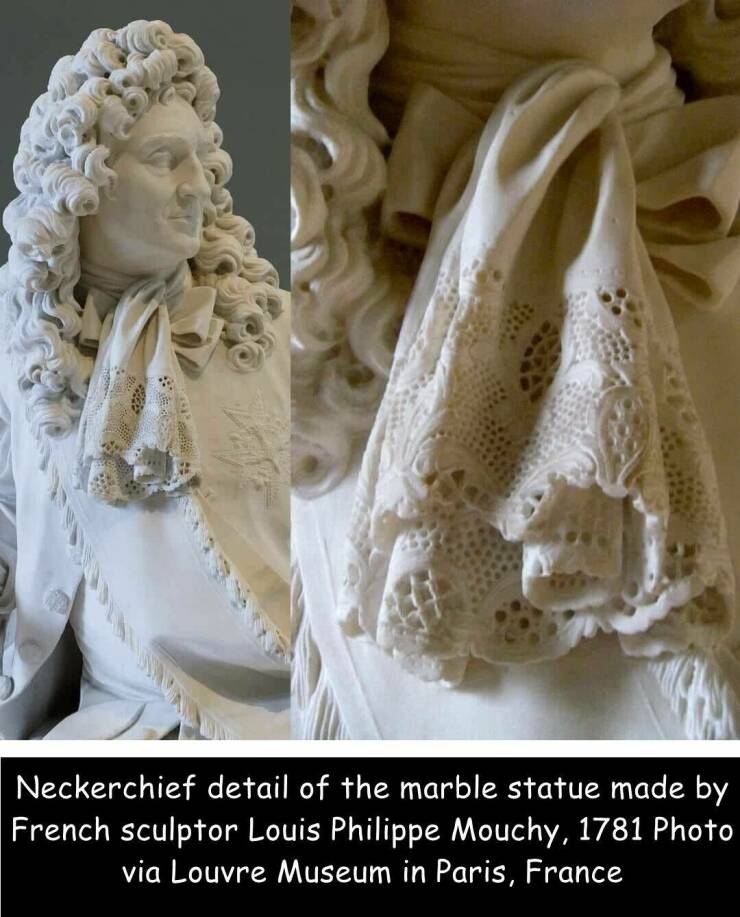 funny random pics and memes - marble sculpture handkerchief - Neckerchief detail of the marble statue made by French sculptor Louis Philippe Mouchy, 1781 Photo via Louvre Museum in Paris, France
