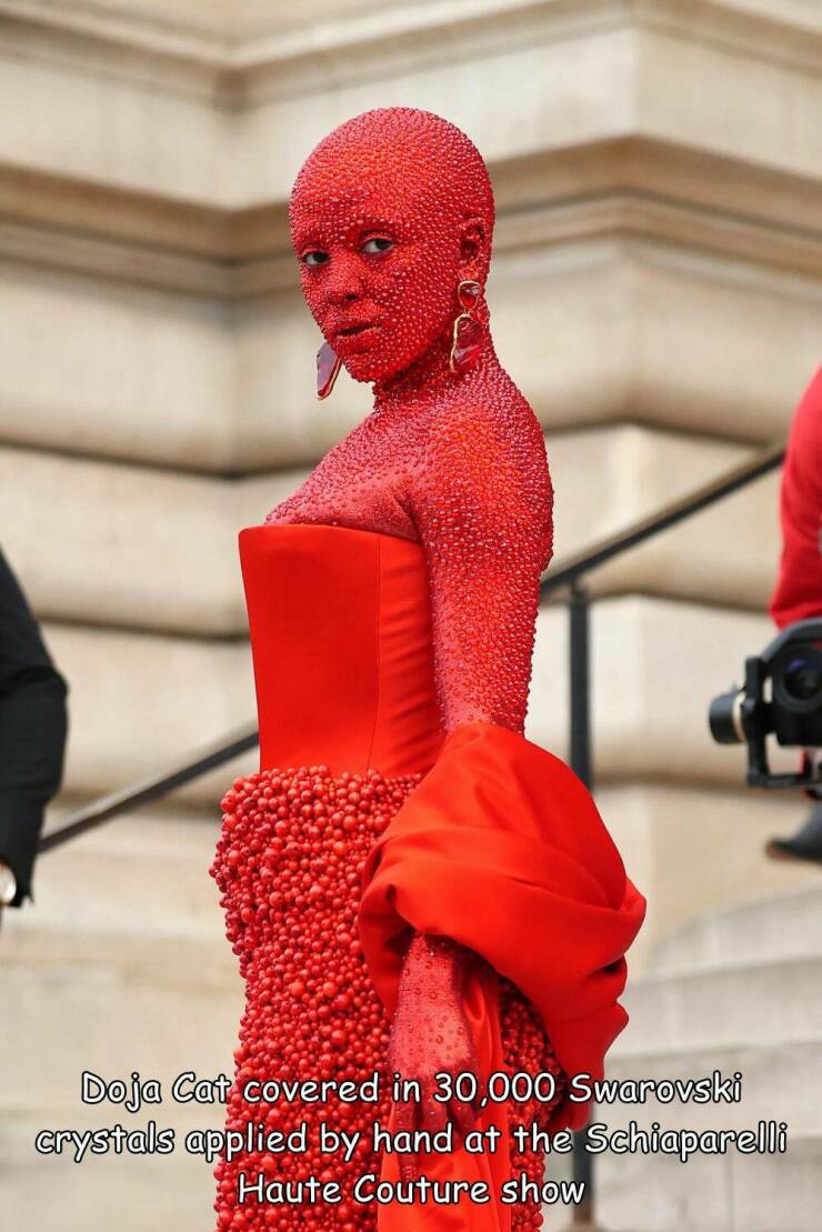 cool random pics - luxembourg city center - Doja Cat covered in 30,000 Swarovski crystals applied by hand at the Schiaparelli Haute Couture show