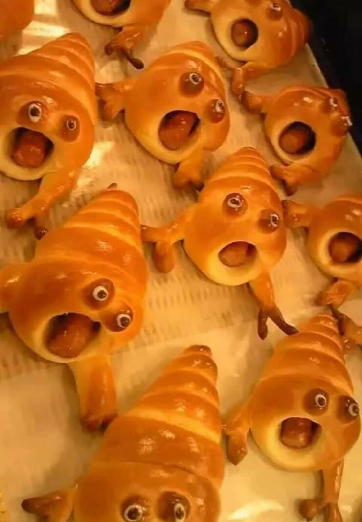 cool random pics -  frog sausage rolls - 100