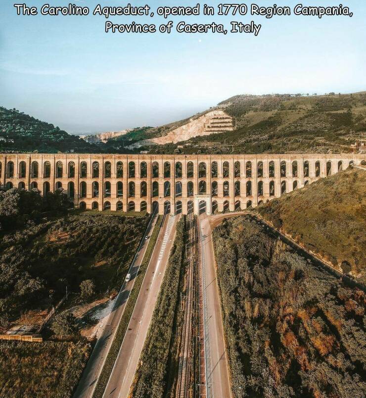 cool random pics and photos - The Carolino Aqueduct, opened in 1770 Region Campania, Province of Caserta, Italy