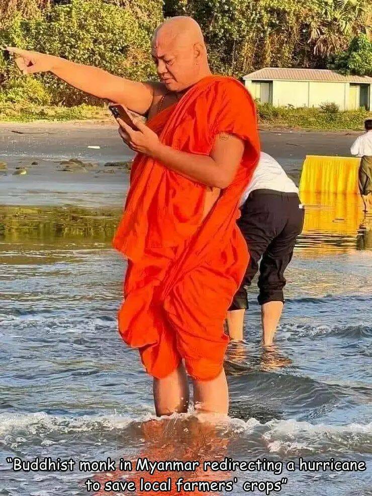 cool random pics - Farmer - "Buddhist monk in Myanmar redirecting a hurricane to save local farmers' crops"