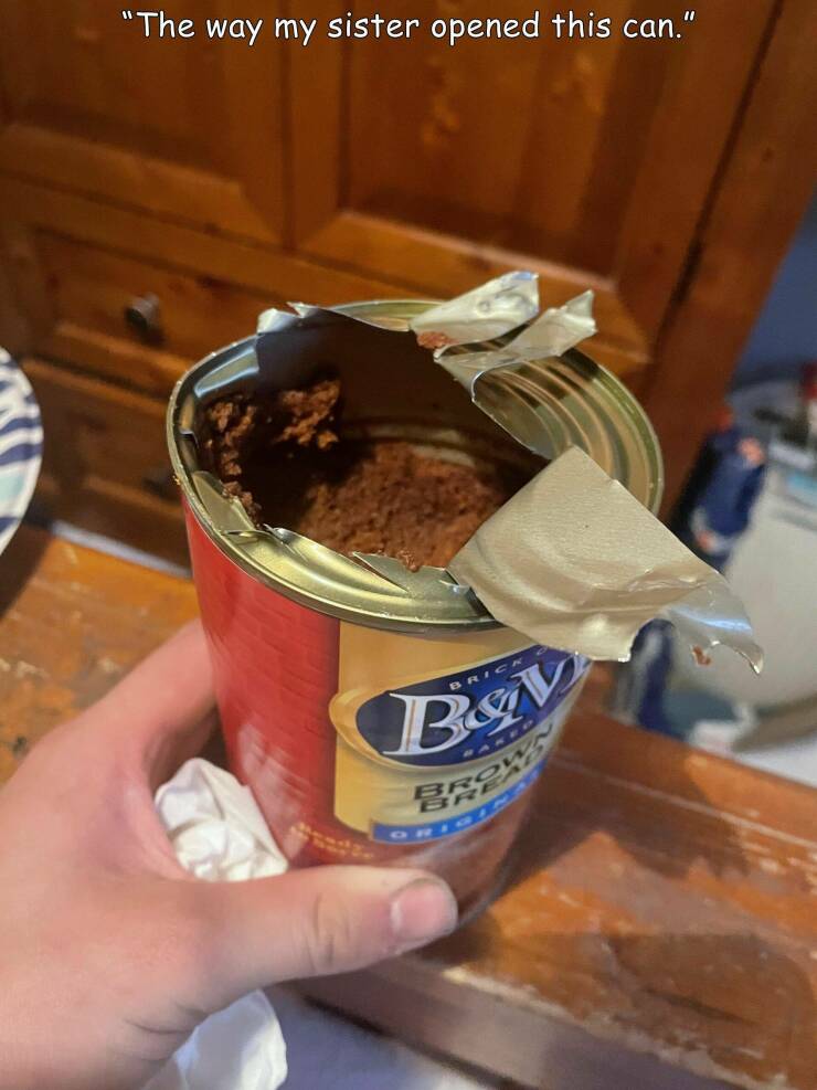 cool random pics and photos - ice cream - "The way my sister opened this can." Brick B&V Brown