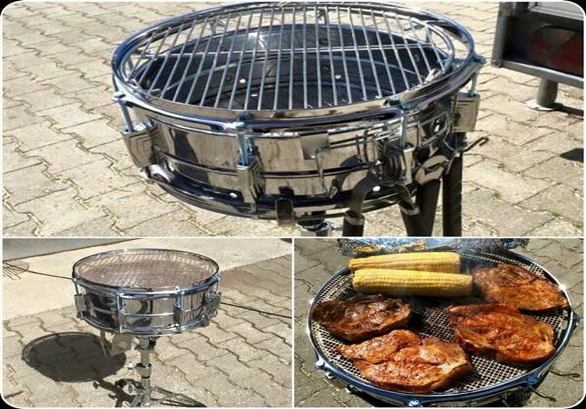 Snare drum turned grill.
