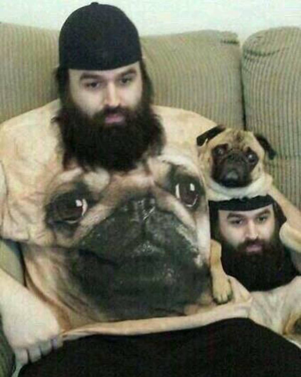 man with dog face shirt