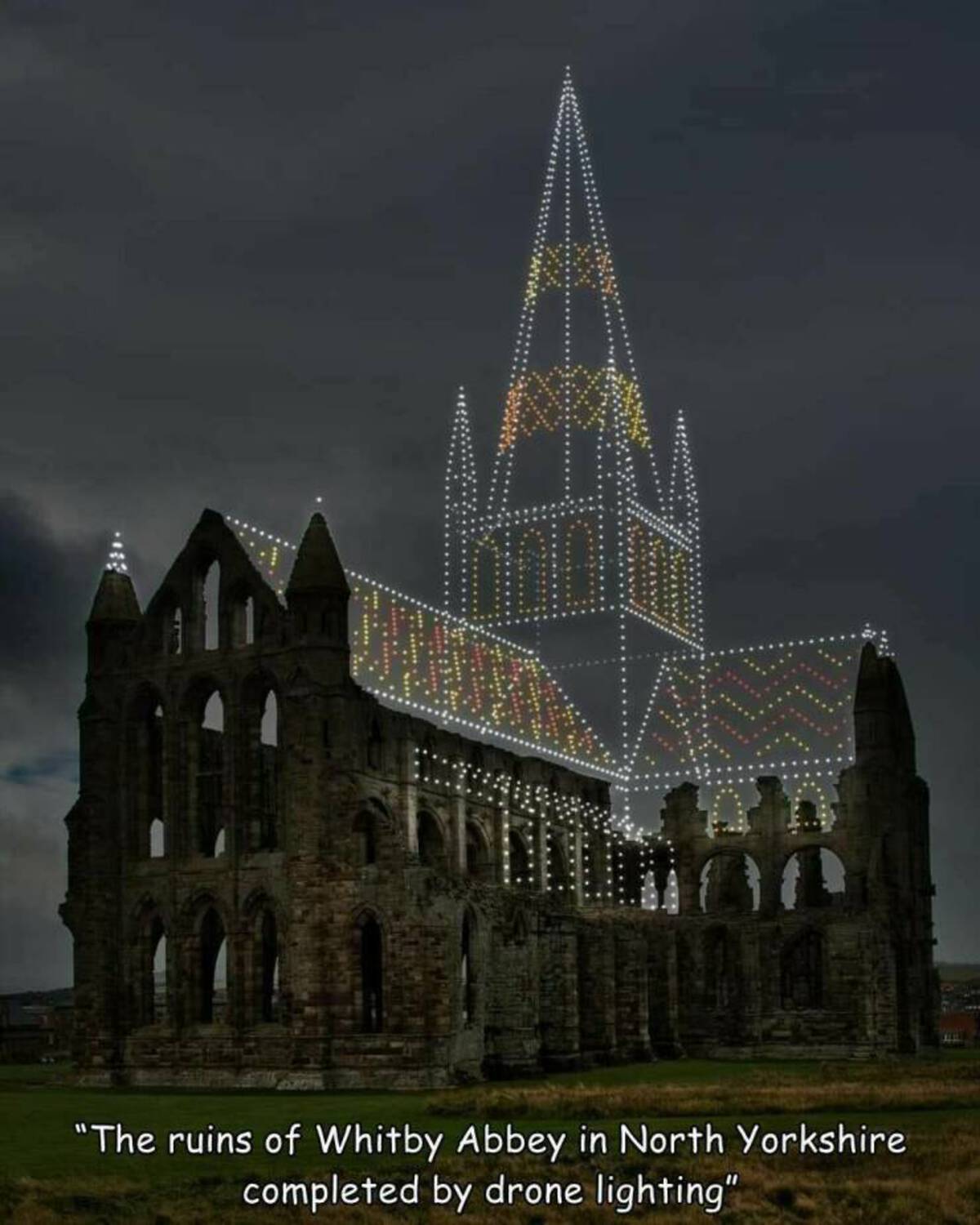 whitby abbey - Aa "The ruins of Whitby Abbey in North Yorkshire completed by drone lighting"