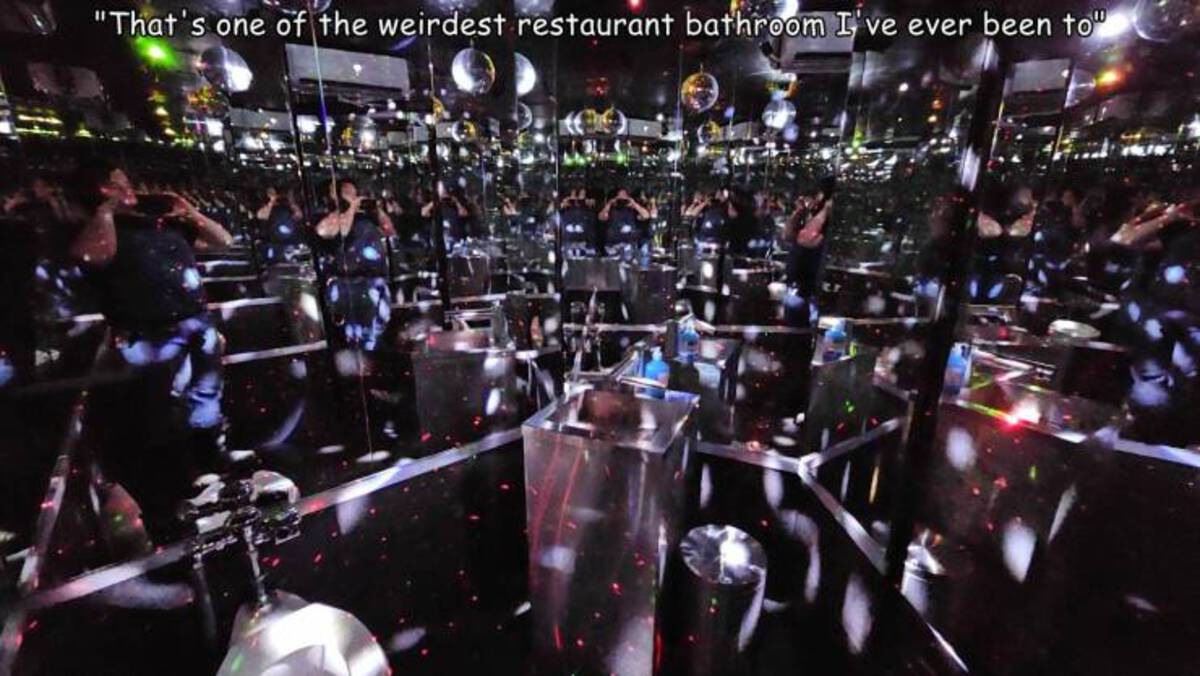 crowd - "That's one of the weirdest restaurant bathroom I've ever been to