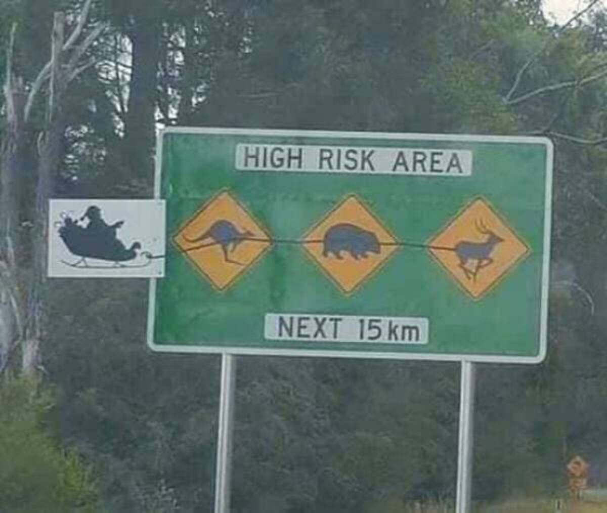 funny aussie - High Risk Area Next 15 km