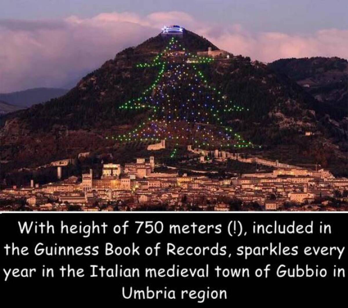 152335 With height of 750 meters !, included in the Guinness Book of Records, sparkles every year in the Italian medieval town of Gubbio in Umbria region