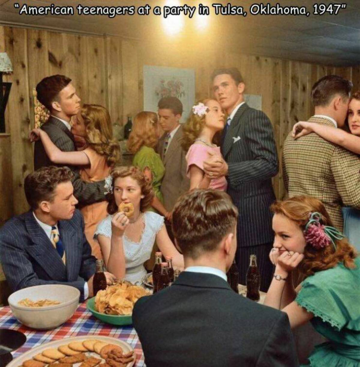 teenagers at a party in tulsa oklahoma 1947 - "American teenagers at a party in Tulsa, Oklahoma, 1947"