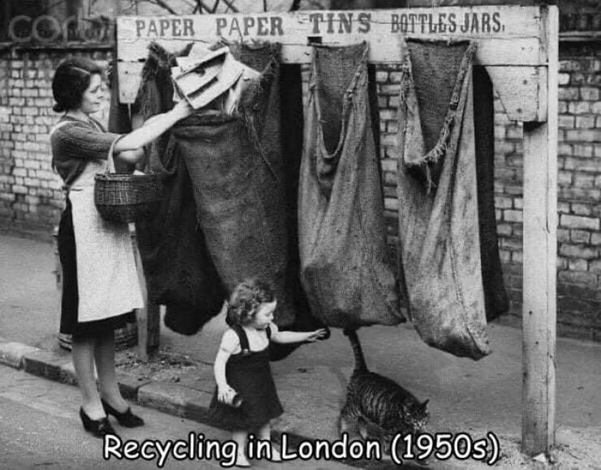 great  recycling - Co Paper Paper Tins Bottles Jars. Recycling in London 1950s