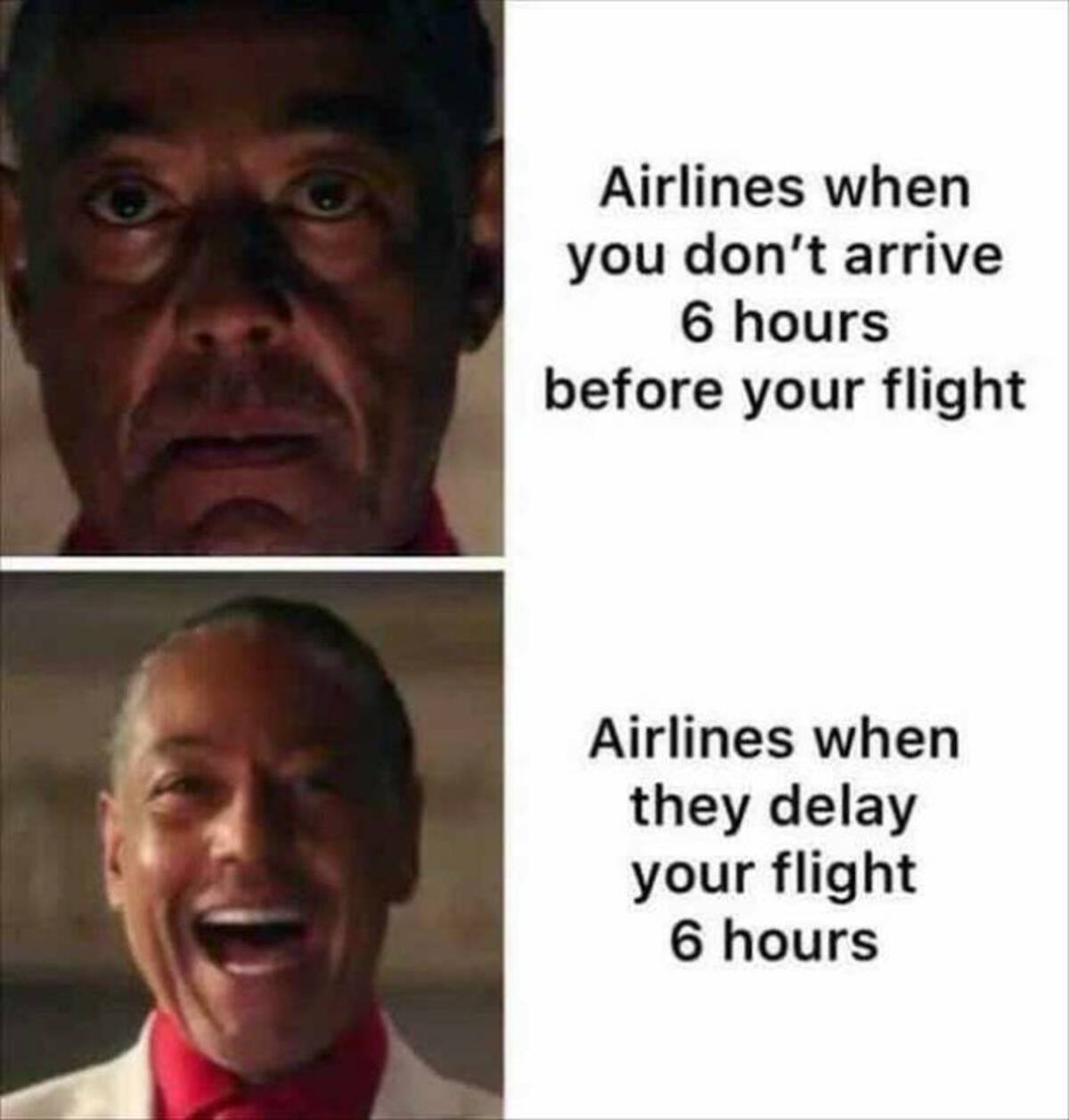 photo caption - Airlines when you don't arrive 6 hours before your flight Airlines when they delay your flight 6 hours