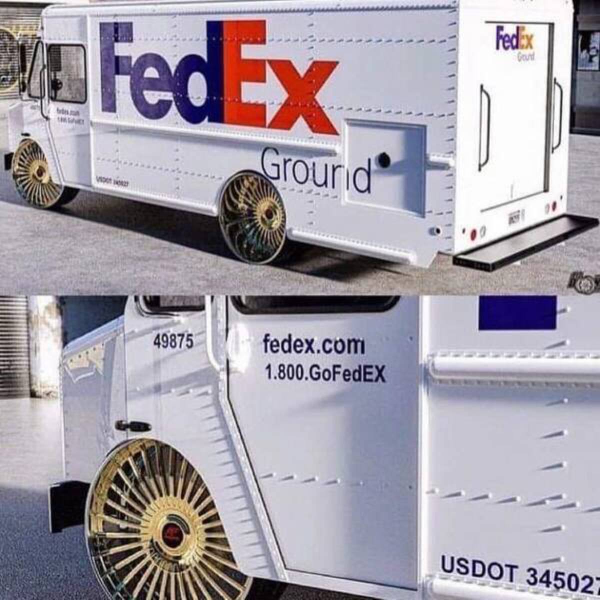 vehicle - b FedEx Voot No 49875 Grourid fedex.com 1.800.GoFedEX FedEx Gound Usdot 345027