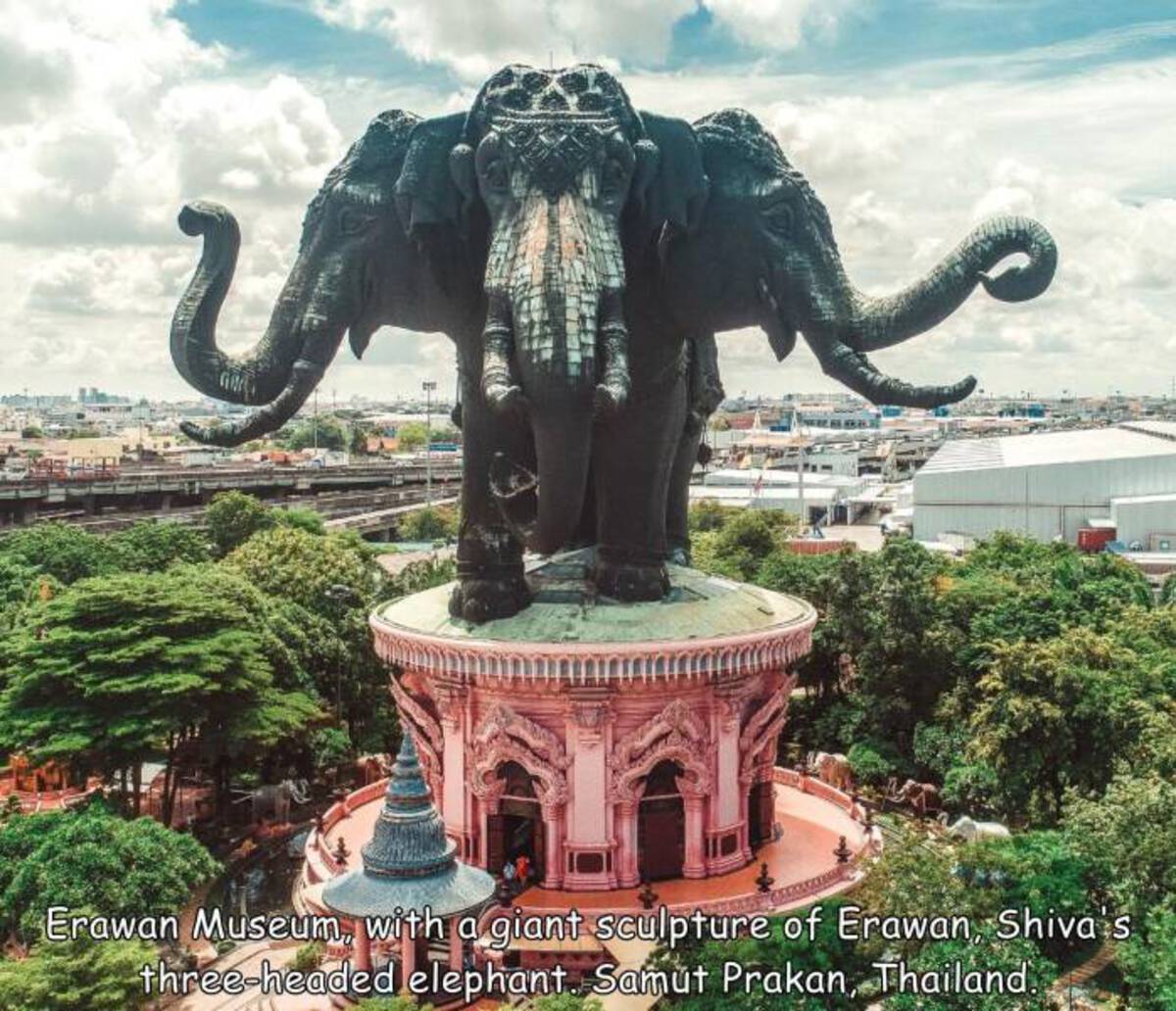the erawan museum - Erawan Museum, with a giant sculpture of Erawan, Shiva s threeheaded elephant. Samut Prakan, Thailand.