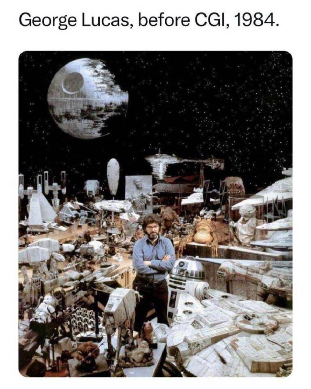 george lucas with star wars props - George Lucas, before Cgi, 1984. 14