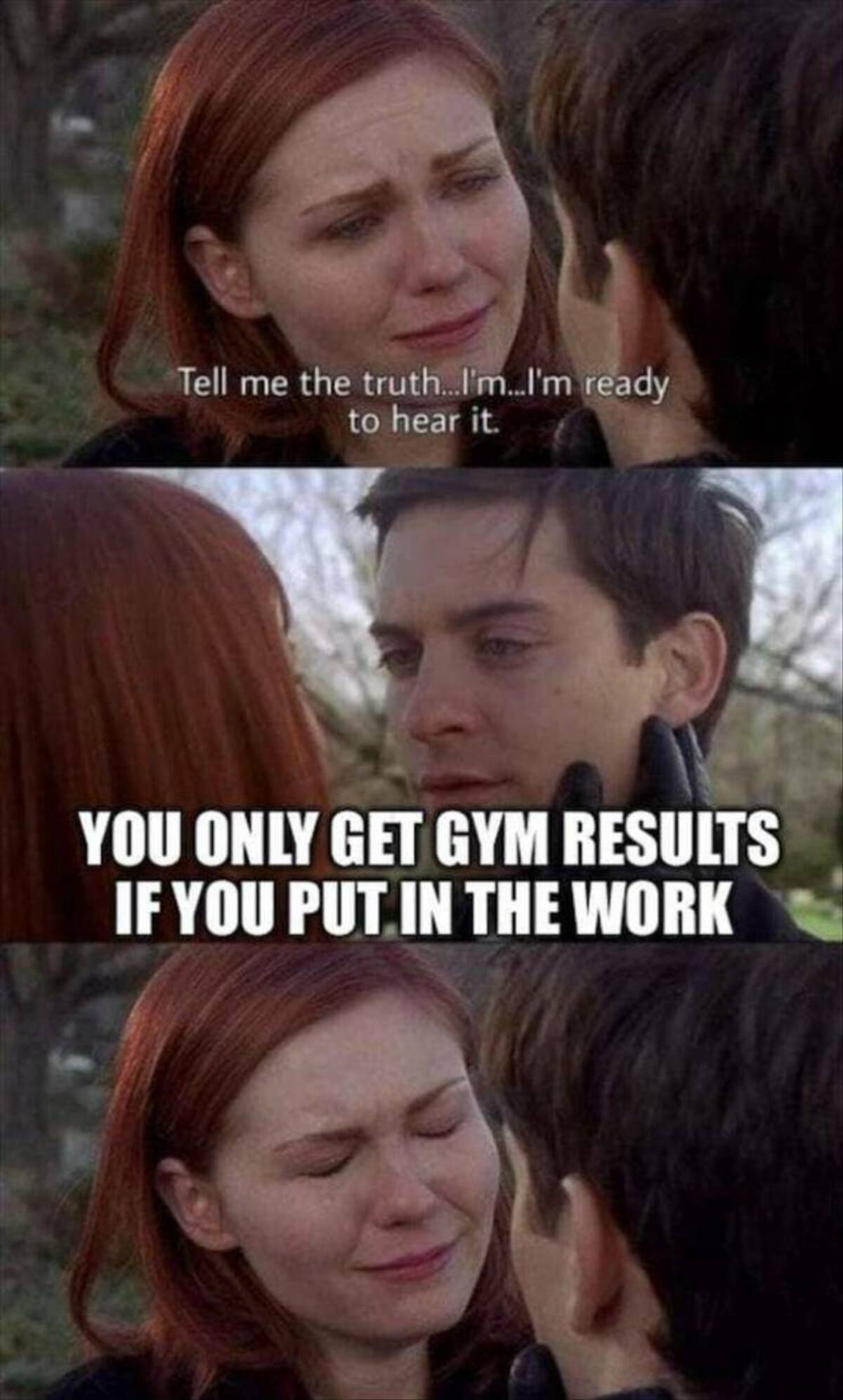 asset inventory meme - Tell me the truth...I'm...I'm ready to hear it. You Only Get Gym Results If You Put In The Work
