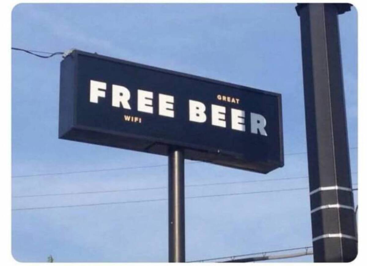 street sign - Great Free Beer Wifi