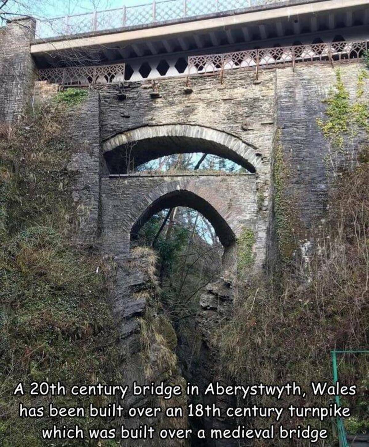 devil's bridge falls - A 20th century bridge in Aberystwyth, Wales has been built over an 18th century turnpike which was built over a medieval bridge