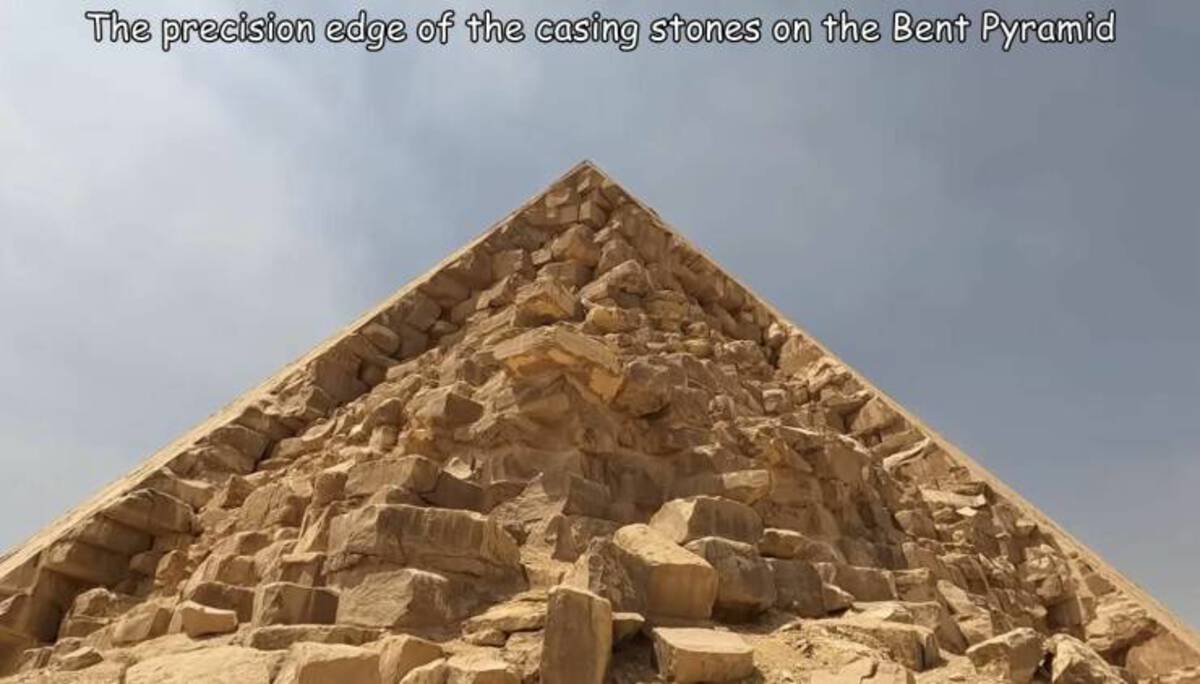 red pyramid - The precision edge of the casing stones on the Bent Pyramid