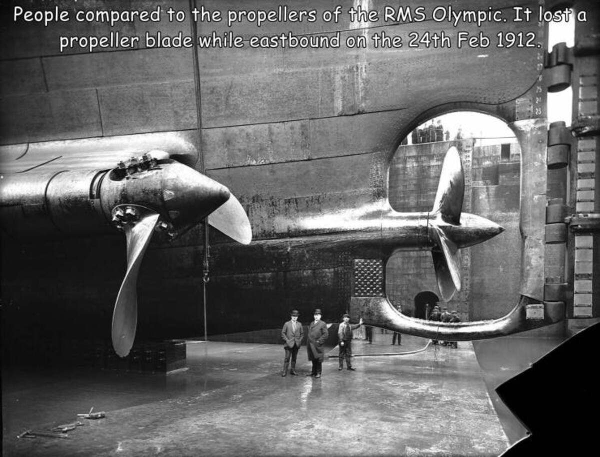olympic propeller blade - People compared to the propellers of the Rms Olympic. It lost a propeller blade while eastbound on the 24th .