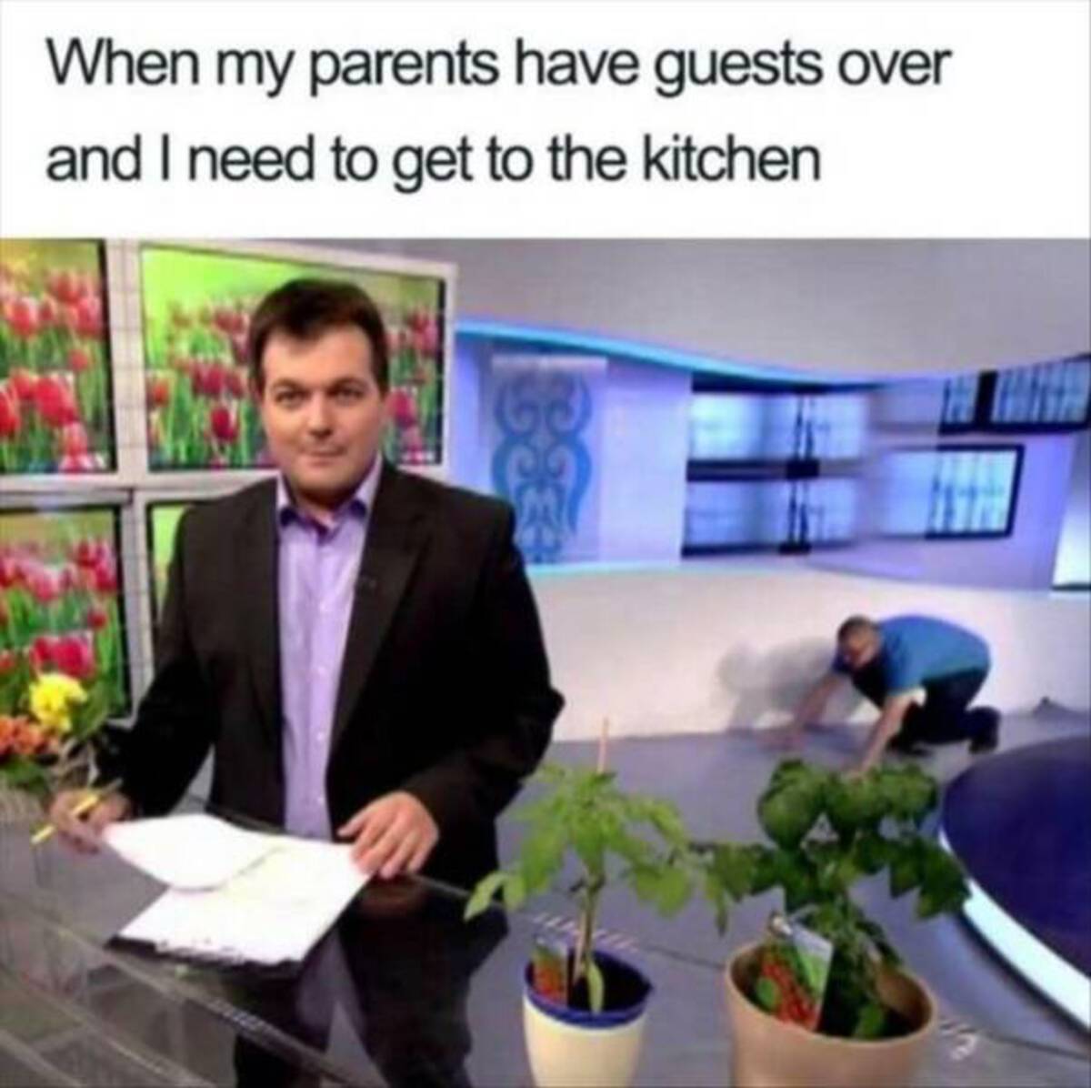 parents guests over meme - When my parents have guests over and I need to get to the kitchen