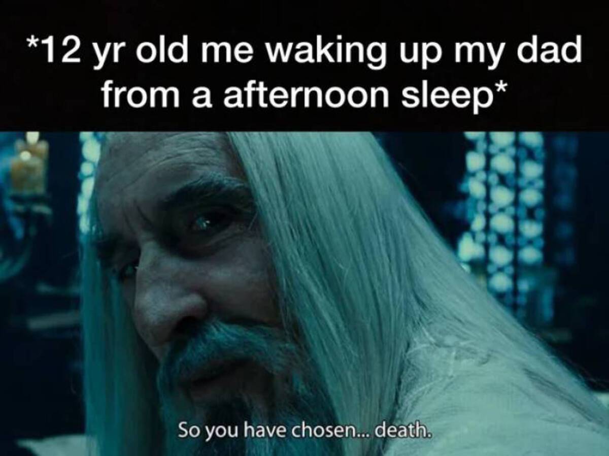 emotion - 12 yr old me waking up my dad from a afternoon sleep So you have chosen... death.