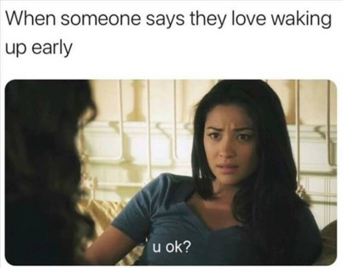 funny memes 2023 - When someone says they love waking up early u ok?