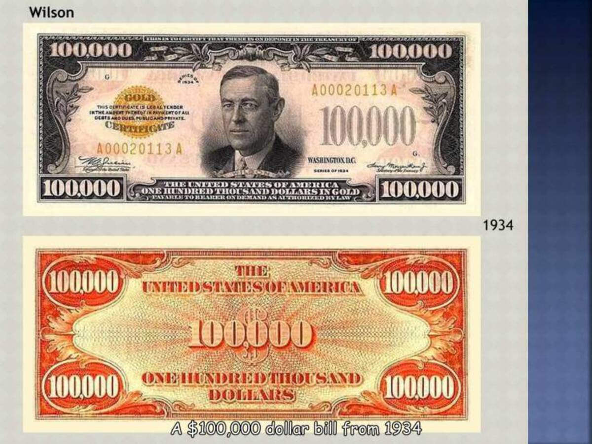 Wilson 100,000 G Gold This Certificate Is Legal Tender Inthe Amount Thebeqy Payment Of All Gests And Dues, Public And Private Certificate A00020113 A 100.000 100,000 A00020113 A 100.000 Washington Dc Series Of 1834 The United States Of America One Hundred