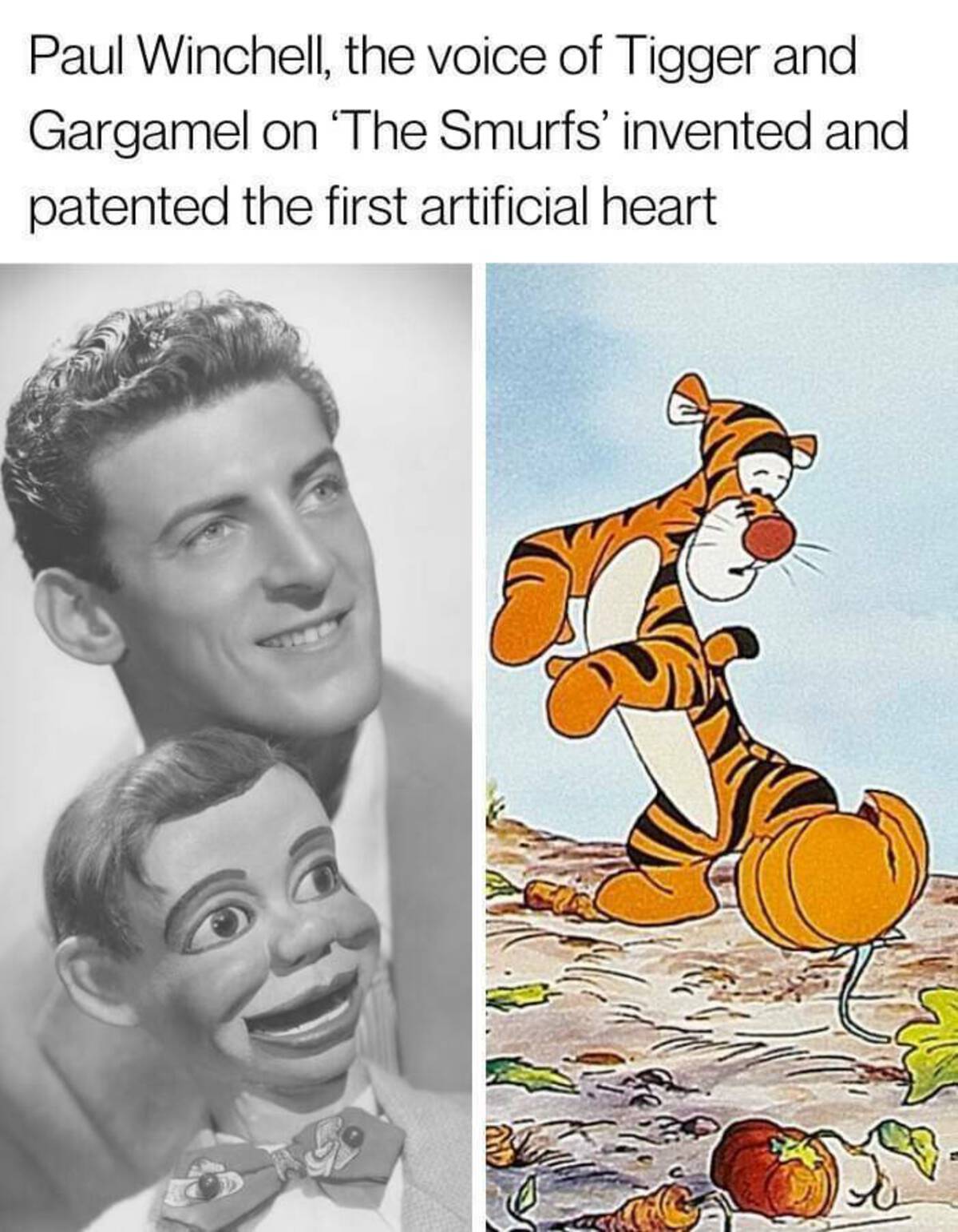 winnie the pooh and tigger too 1974 - Paul Winchell, the voice of Tigger and Gargamel on 'The Smurfs' invented and patented the first artificial heart