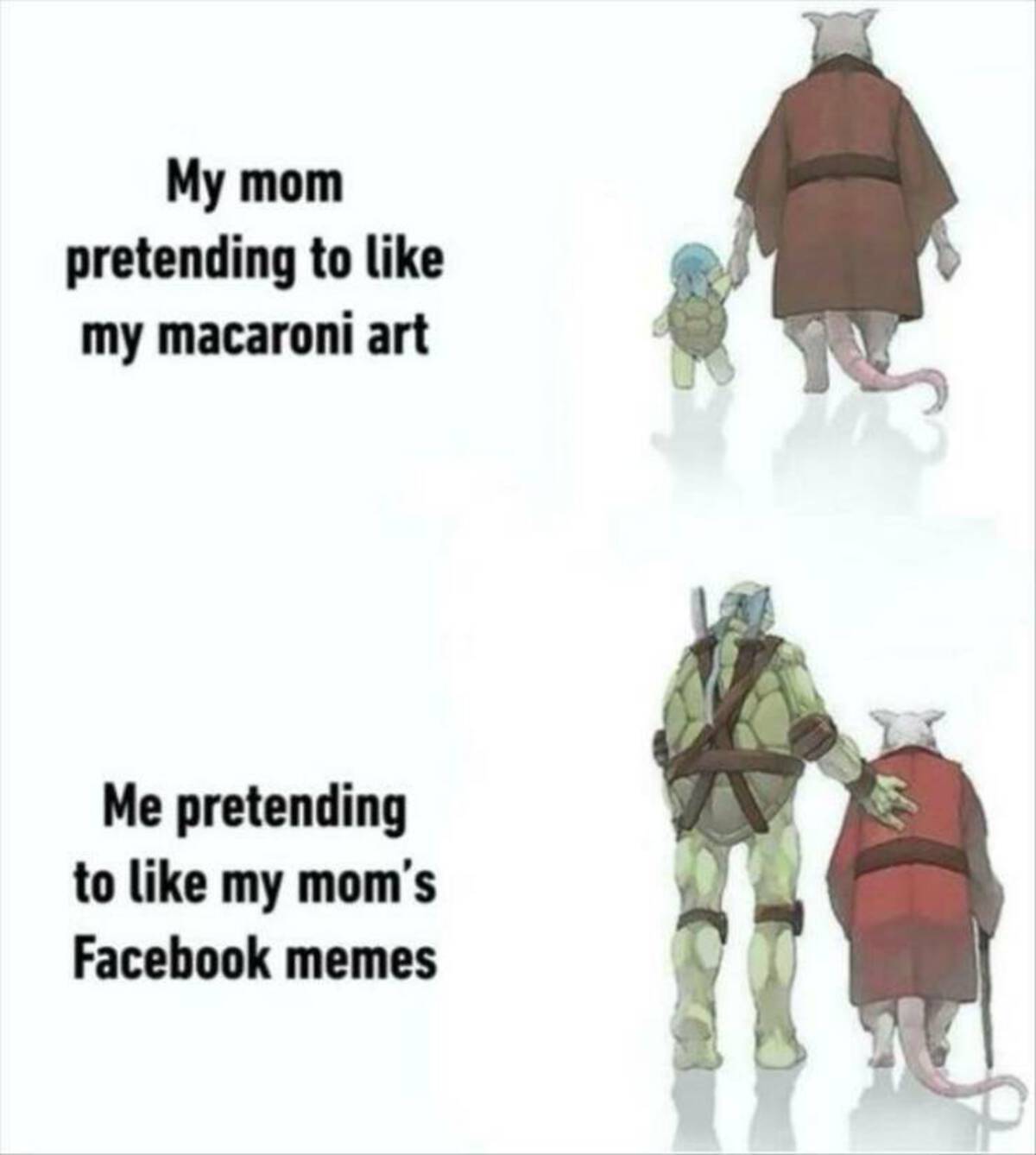 My mom pretending to my macaroni art Me pretending to my mom's Facebook memes