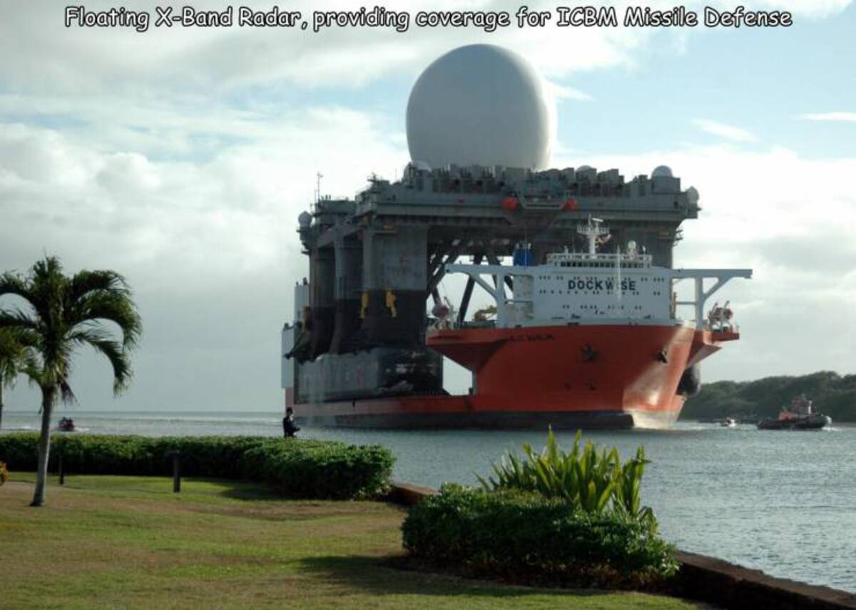 Floating XBand Radar, providing coverage for Icbm Missile Defense Dockwise