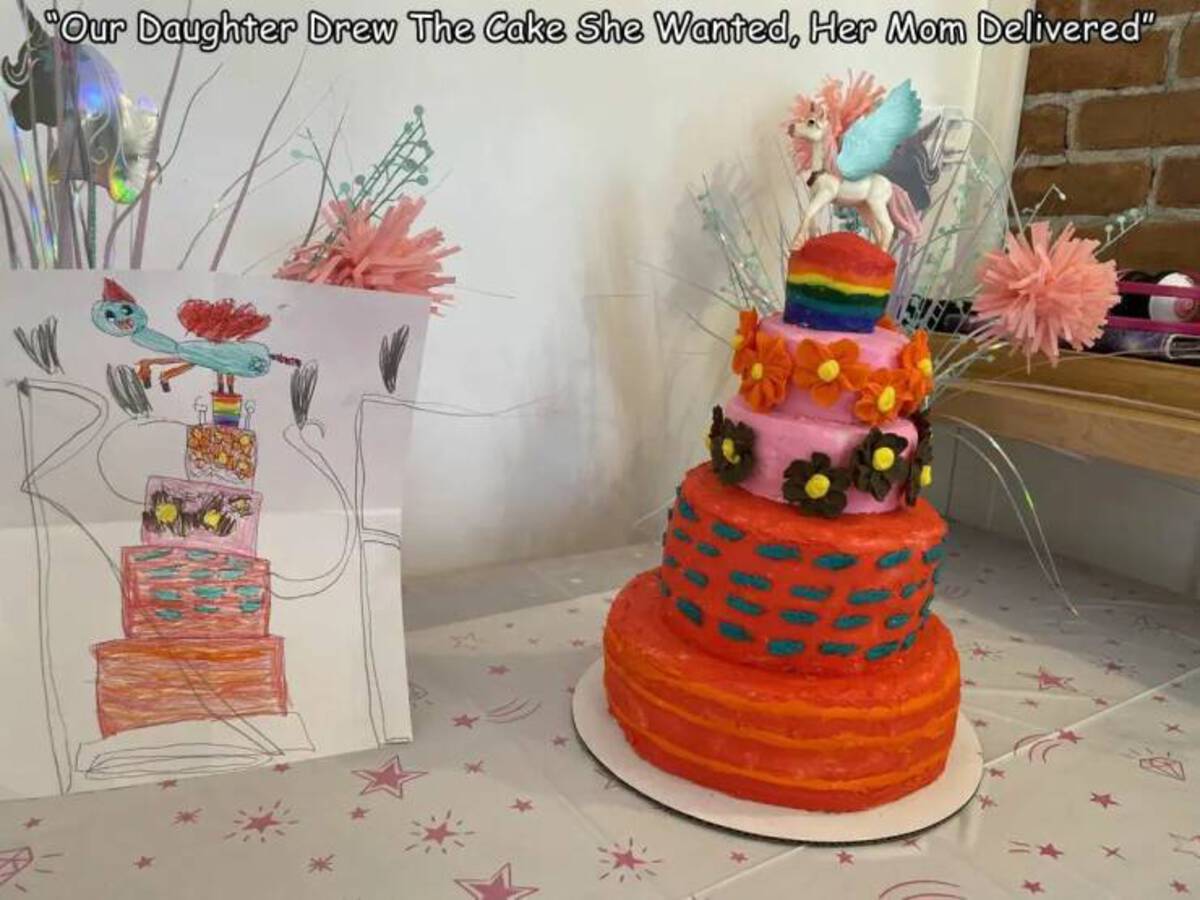 cake decorating - "Our Daughter Drew The Cake She Wanted, Her Mom Delivered"