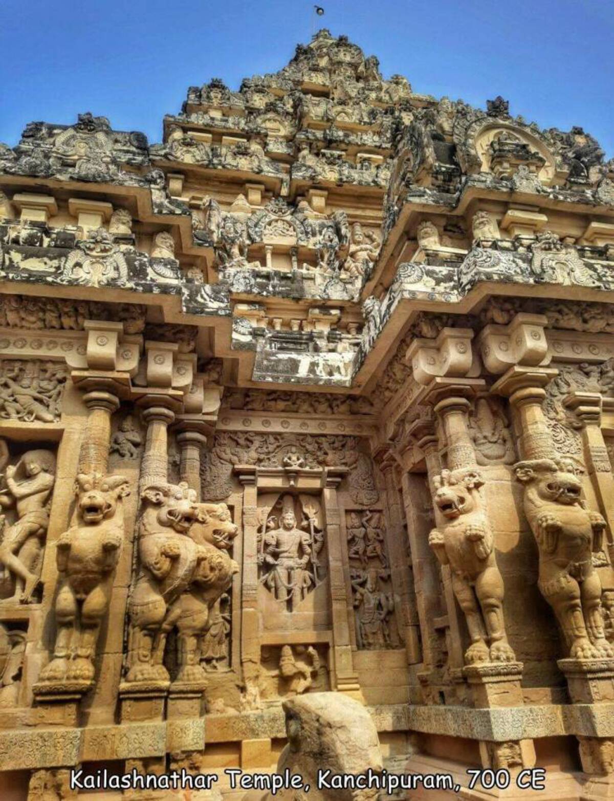 stone carving - Kailashnathar Temple, Kanchipuram, 700 Ce