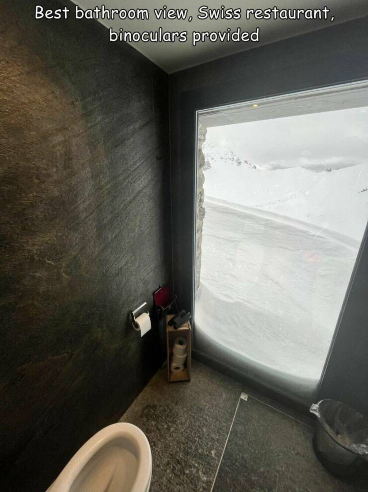 wall - Best bathroom view, Swiss restaurant, binoculars provided