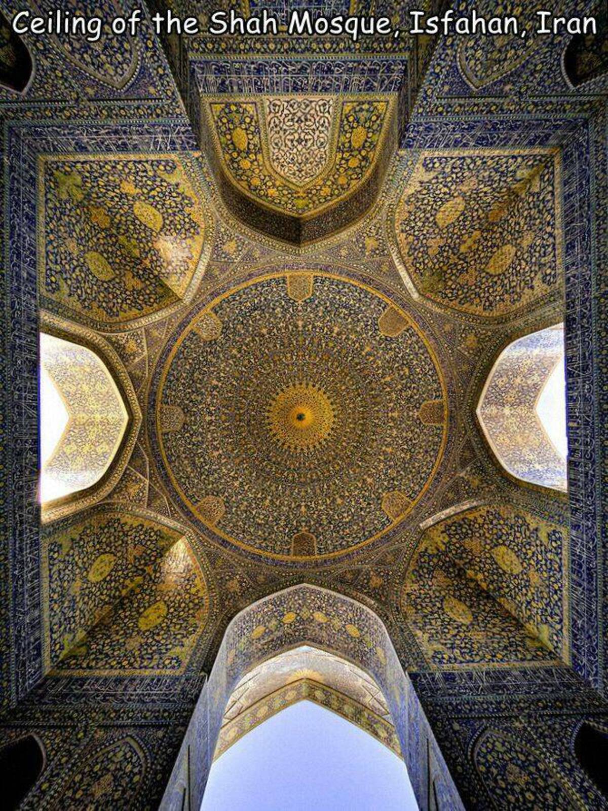 islamic architecture - Ceiling of the Shah Mosque, Isfahan, Iran