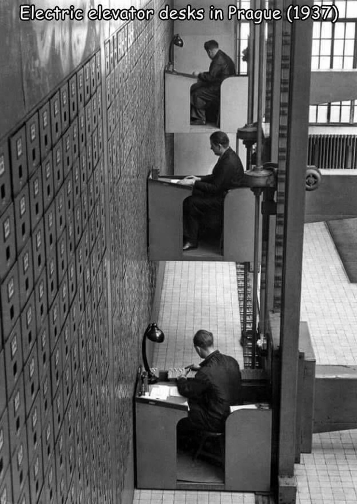 central social institution in prague - Electric elevator desks in Prague 1937