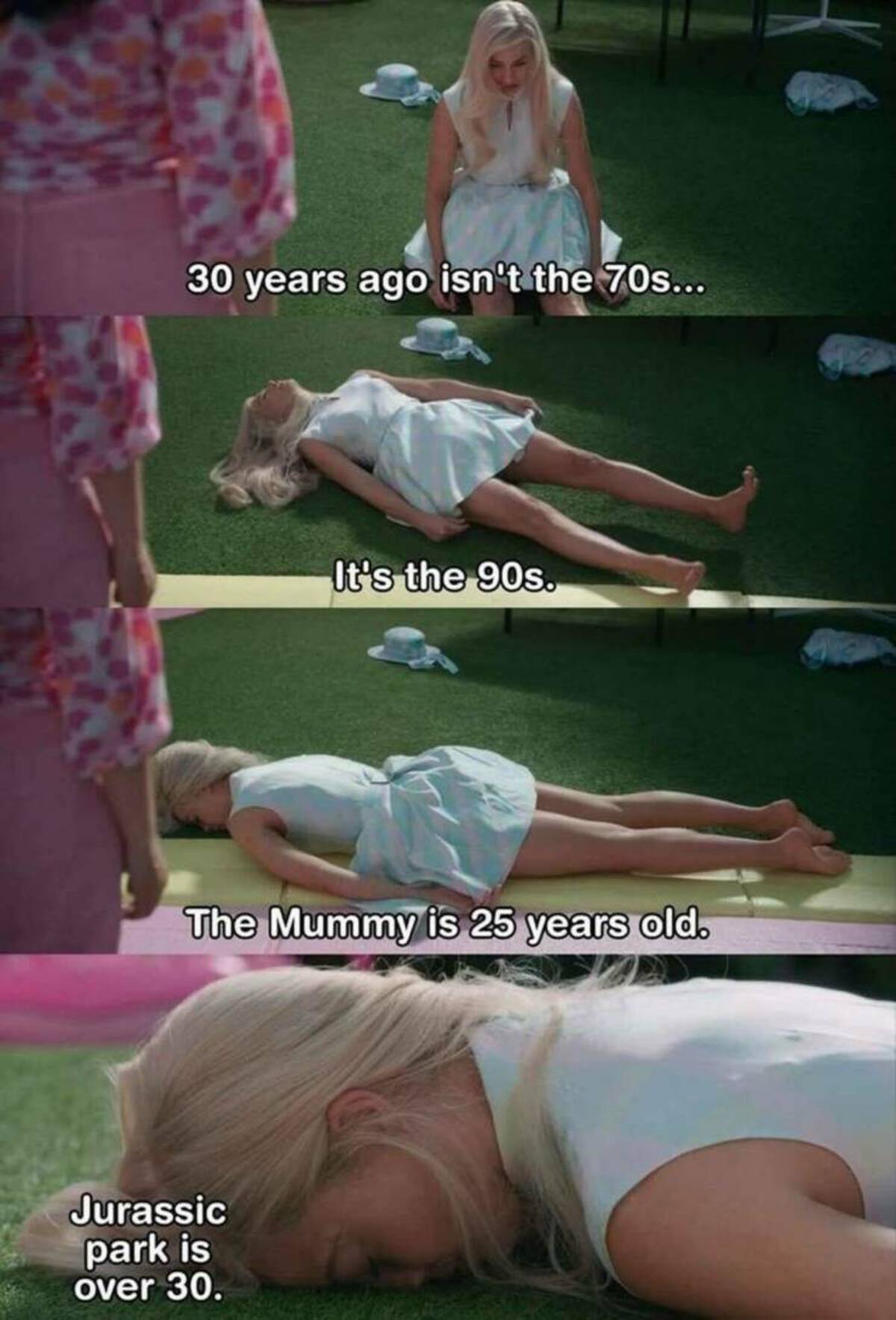 girl - 30 years ago isn't the 70s... It's the 90s. The Mummy is 25 years old. Jurassic park is over 30.