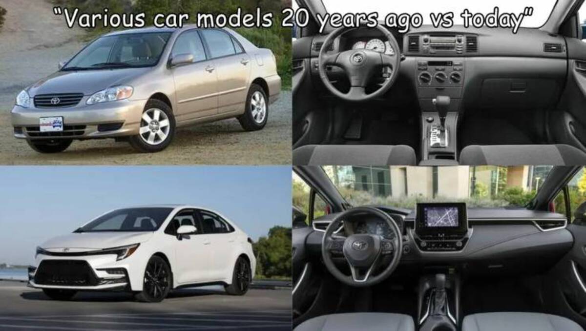 corolla toyota 2003 - "Various car models 20 years ago vs today"