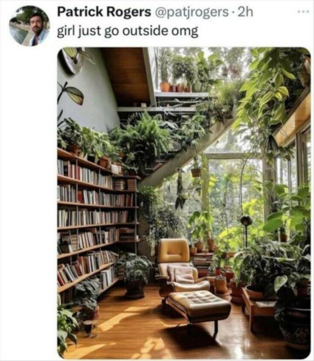 book library plant interior design - Patrick Rogers girl just go outside omg