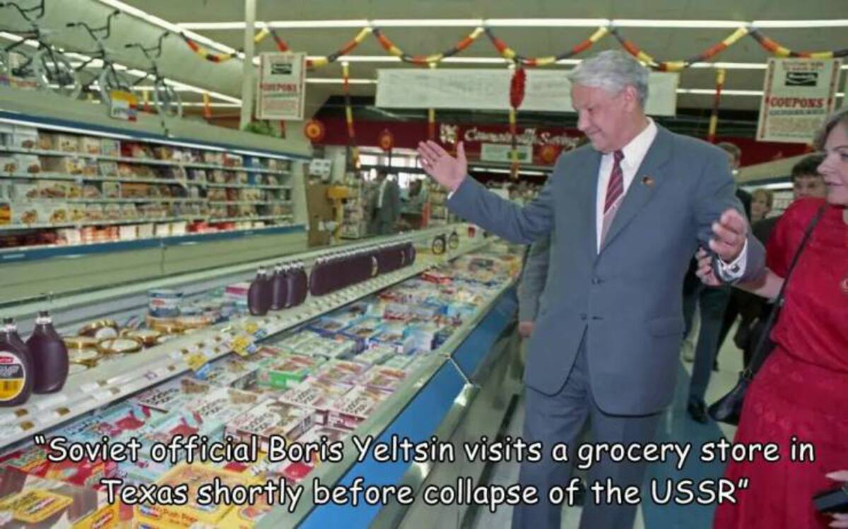 boris yeltsin grocery store - Coupons "Soviet official Boris Yeltsin visits a grocery store in Texas shortly before collapse of the Ussr"